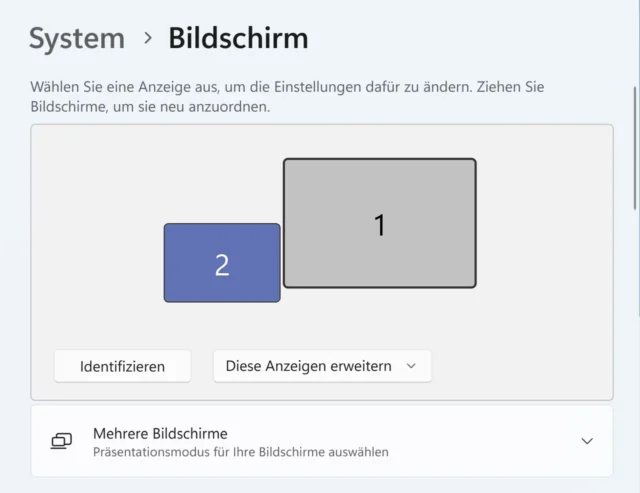 Anordnung mehrerer Bildschirme in Windows