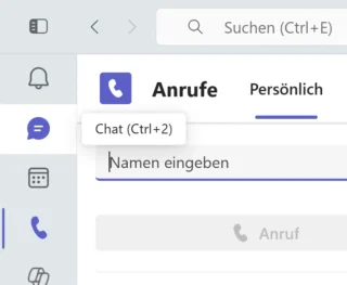 Menü ohne Beschriftung in Microsoft Teams