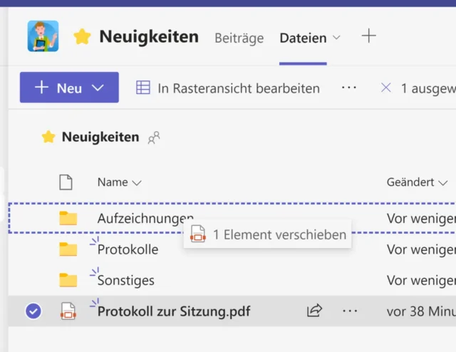 hochgeladene Dateien in Ordner verschieben
