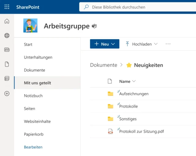 Speicherort für hochgeladene Dateien in SharePoint