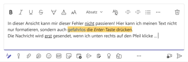 Nachricht formatieren in Microsoft Teams