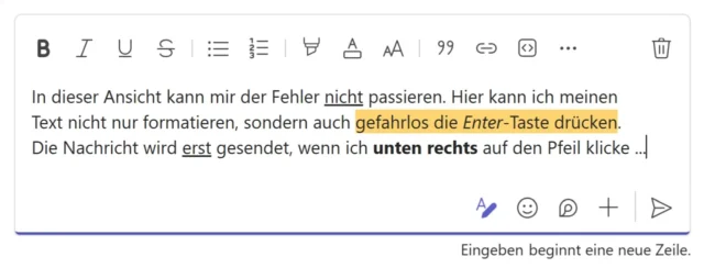 Nachricht formatieren in Microsoft Teams