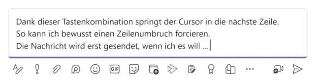 Zeilenumbruch per Tastenkürzel in Microsoft Teams