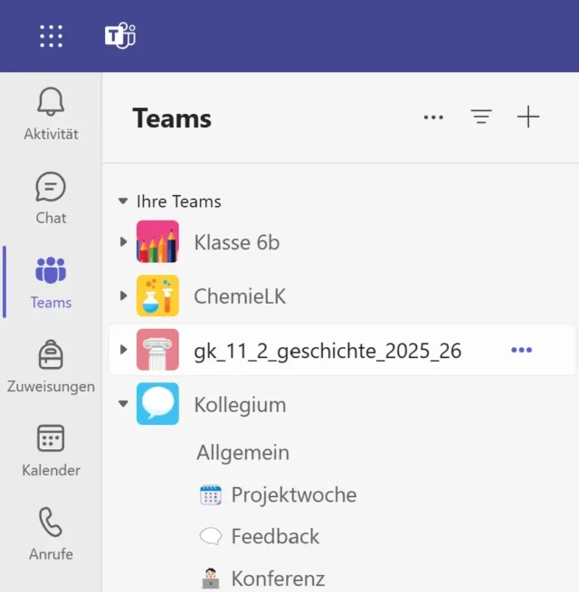 unterschiedlich benannte Teams