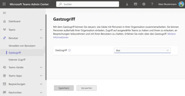 Gastzugriff im Teams Admin Center