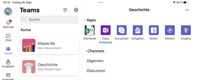 Apps in Microsoft Teams auf dem iPad