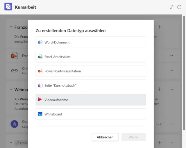 Neue Datei erstellen in Microsoft Teams