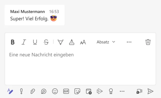 Neue Nachricht eingeben im Teams-Chat
