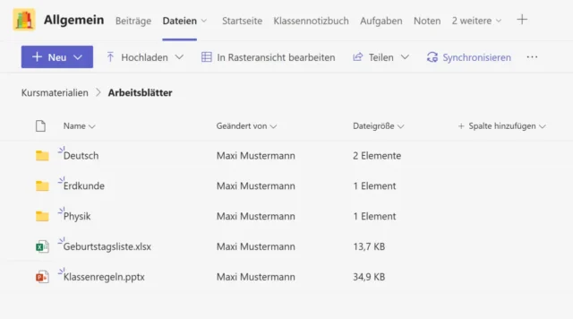 Dateien in Microsoft Teams