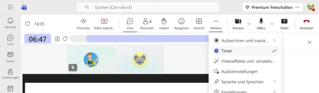 ablaufender Timer in Microsoft Teams
