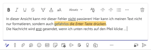 Nachricht formatieren in Microsoft Teams