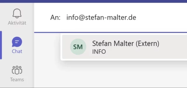E-Mail-Adresse für neuen Chat eingeben
