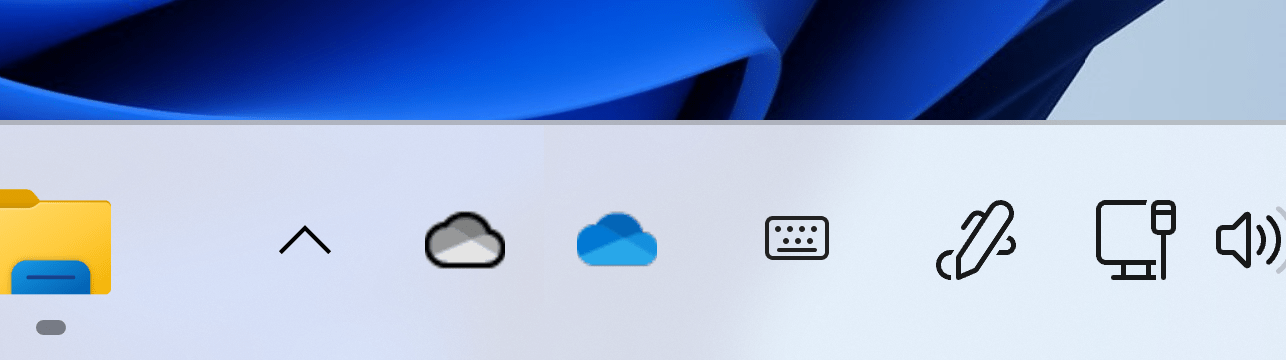 OneDrive-Symbole im Infobereich von Windows