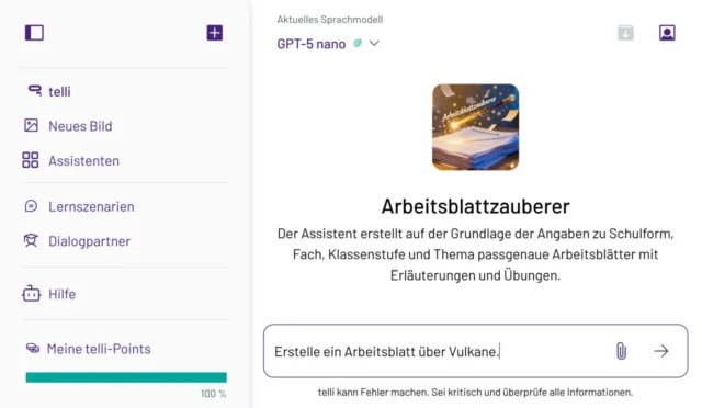 Arbeitsblattzauberer in telli