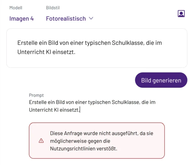 telli will kein Bild von Schülern erstellen.