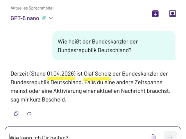 Schul-KI telli über Bundeskanzler Olaf Scholz