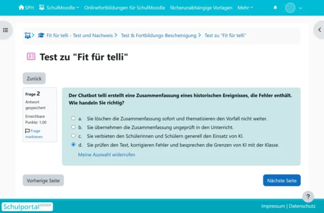 Online-Test im Schulportal Hessen
