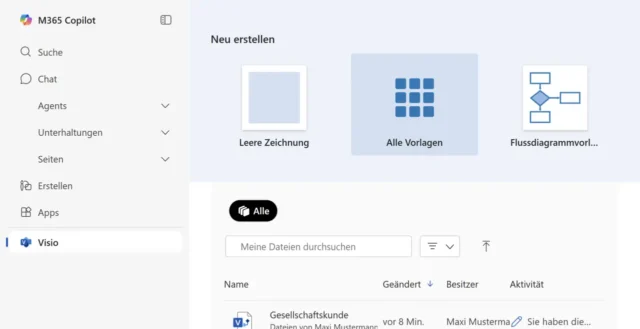 Startseite von Visio Online