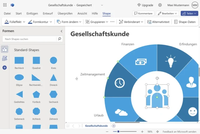 Formen und Text einfügen in Visio Online