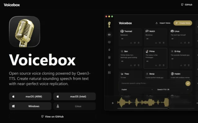 Startseite von Voicebox