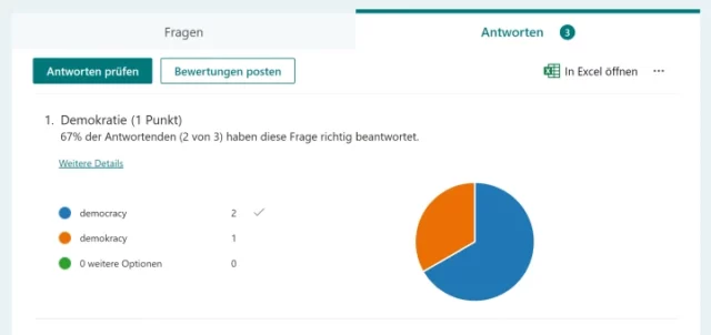 Auswertung der Antworten in Microsoft Forms