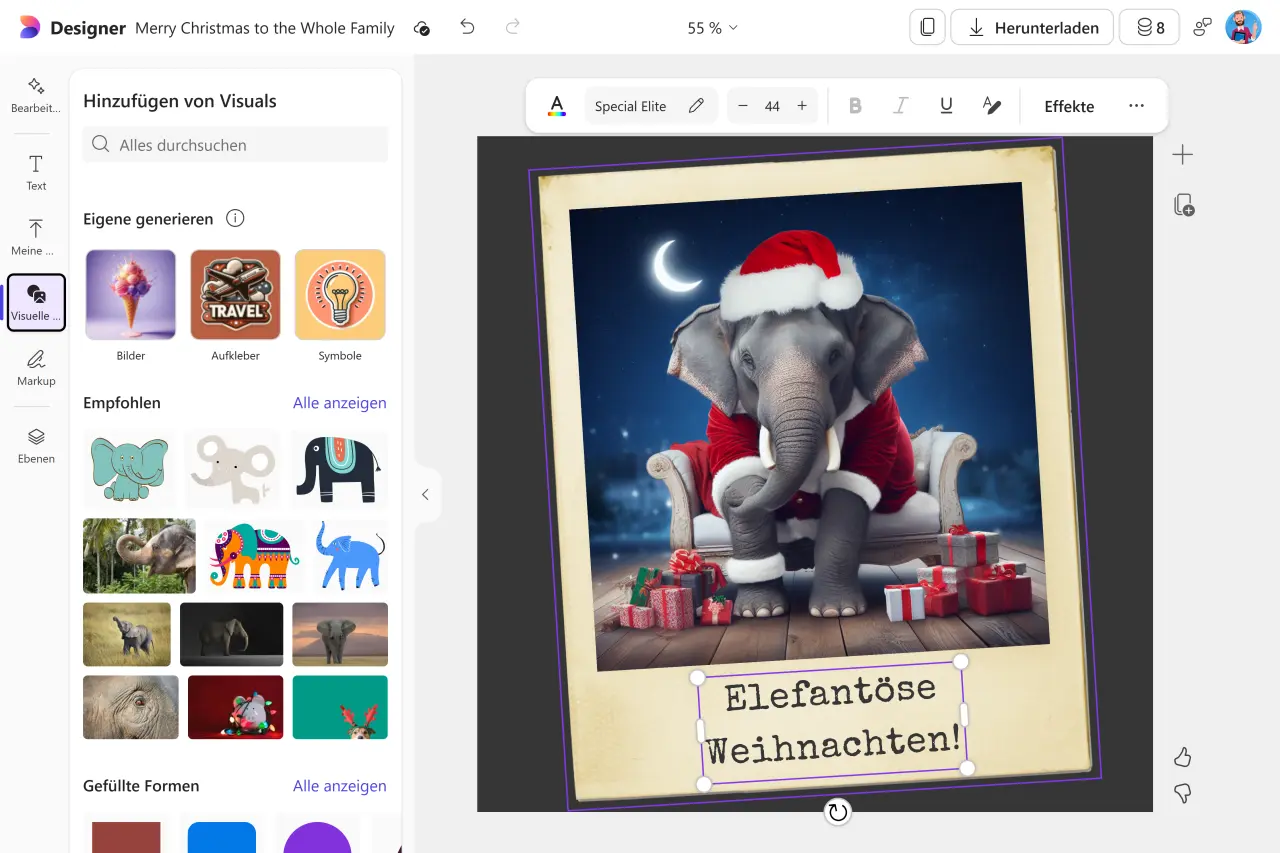 Weihnachtskarte gestalten mit Microsoft Designer