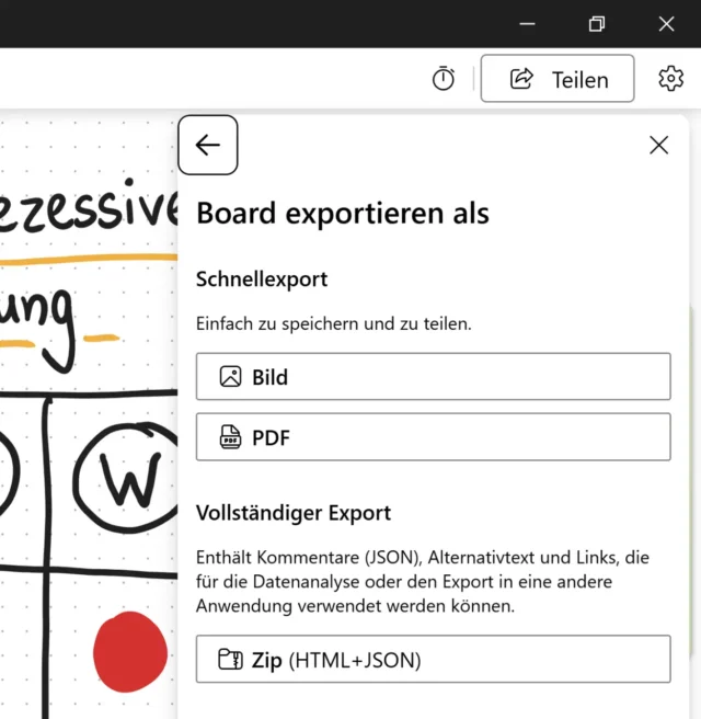 Board exportieren in verschiedenen Dateiformaten