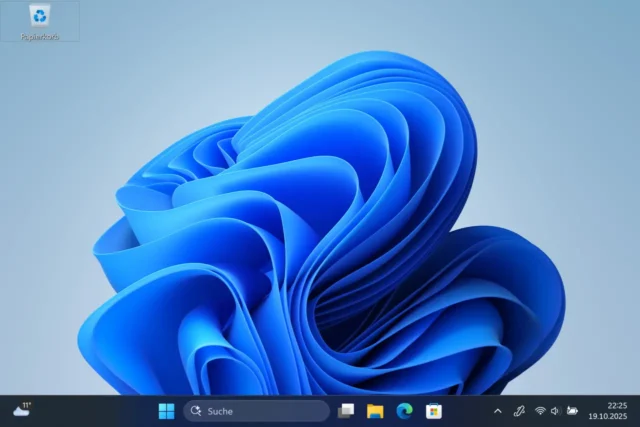 helles Hintergrundbild mit dunkler Taskleiste