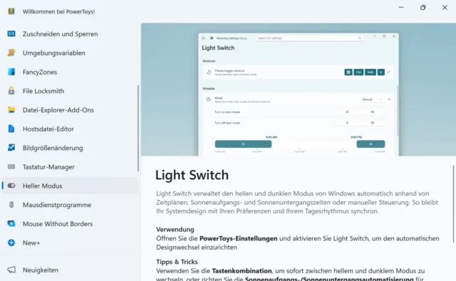 PowerToys mit Light Switch