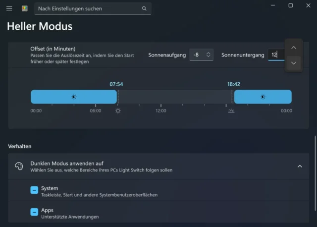 weitere Optionen für Light Switch