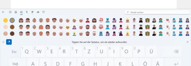 Emojis auf der Bildschirmtastatur von Windows 11