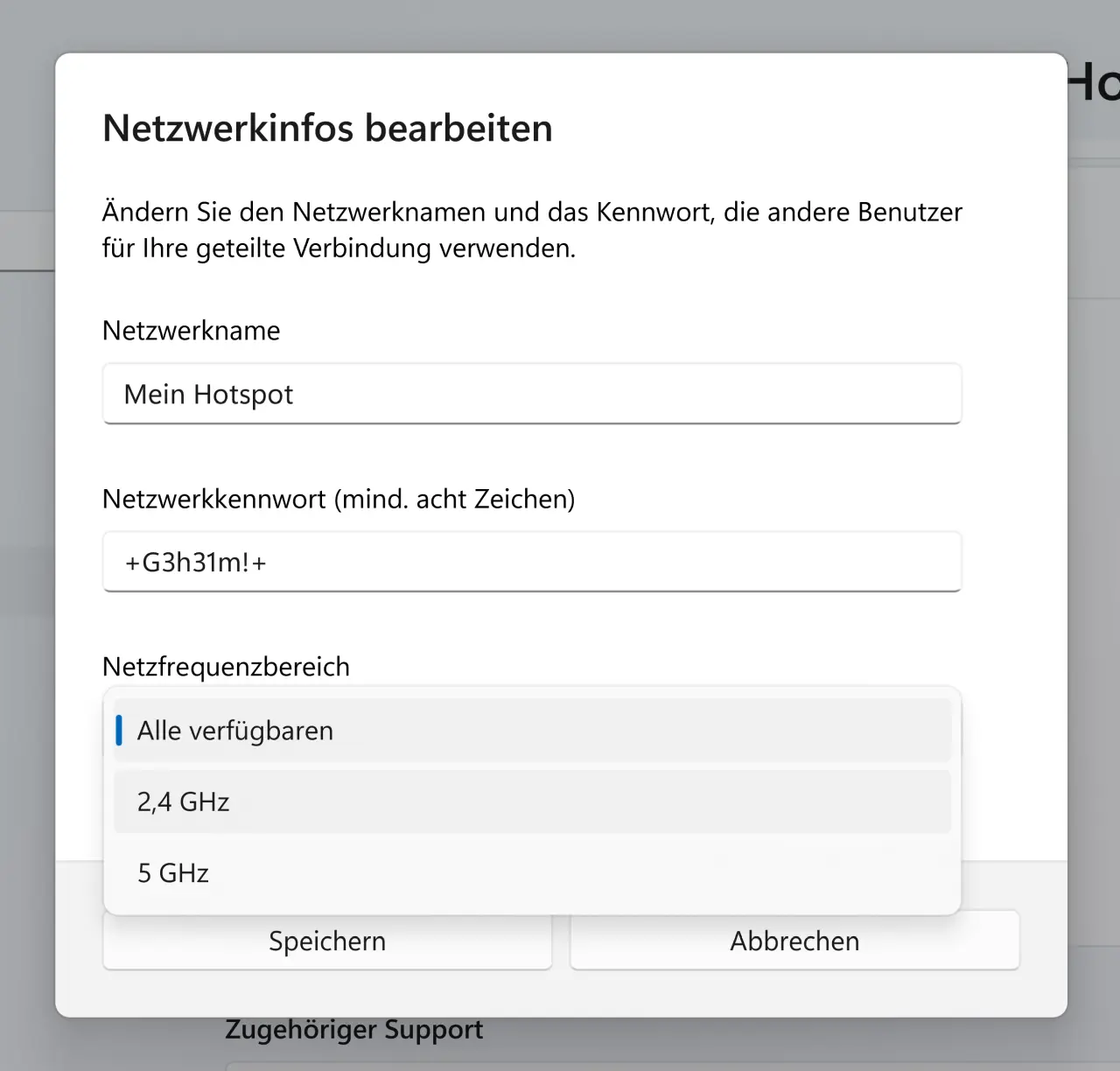 Netzwerkinfos bearbeiten