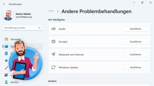 Windows 11: Problembehandlung starten, Hilfe anfordern