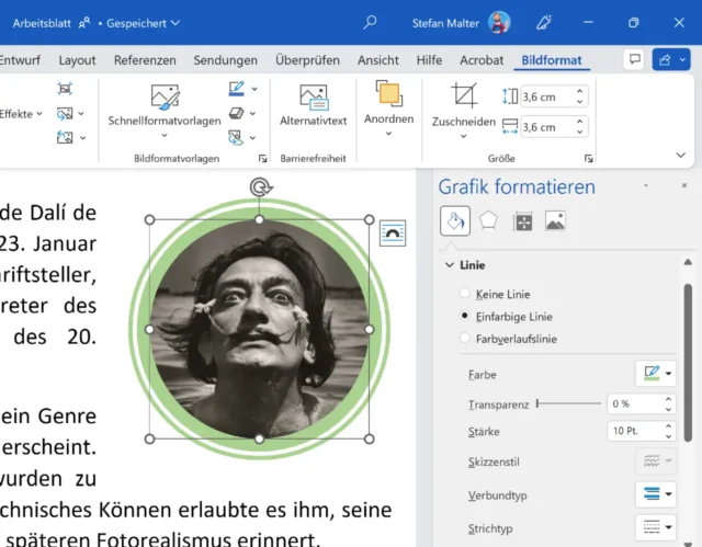 Bild rund ausschneiden und anpassen