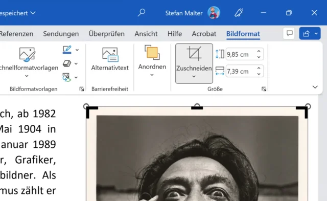 Zuschneiden im Menü Bildformat