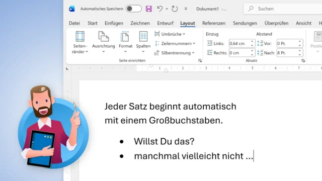 Word & OneNote: Großbuchstaben am Satzanfang deaktivieren