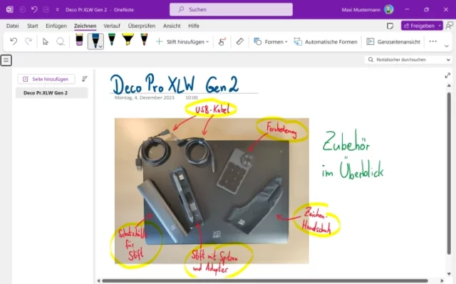 handschriftliche Notizen in Microsoft OneNote