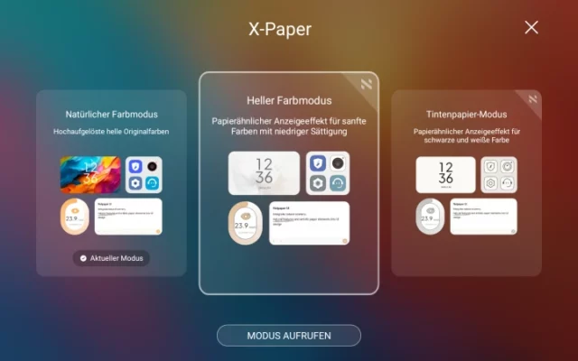 X-Paper Farbmodus wählen