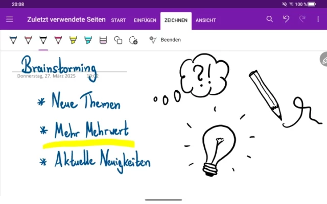 OneNote auf dem XPPen Magic Note Pad