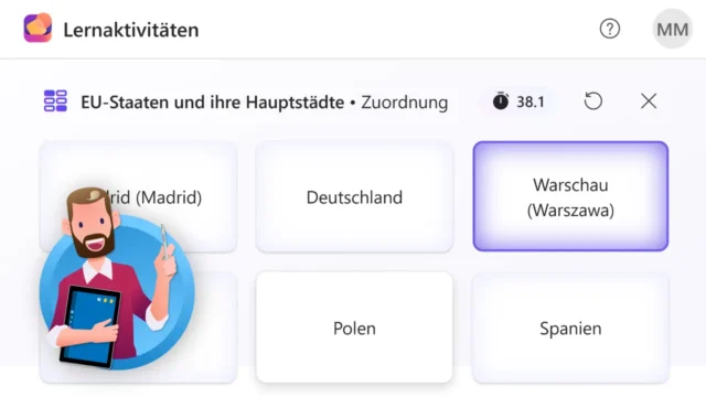 Begriffe zuordnen als interaktive Aufgabe: Lernaktivität in Microsoft 365