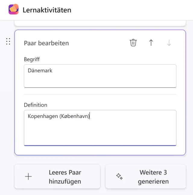 einzelne Zuordnung bearbeiten