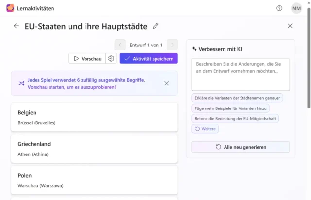 KI-generierte Begriffspaare