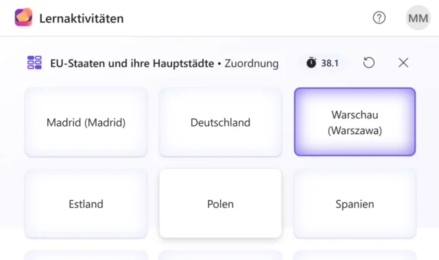 Begriffe zuordnen auf Zeit