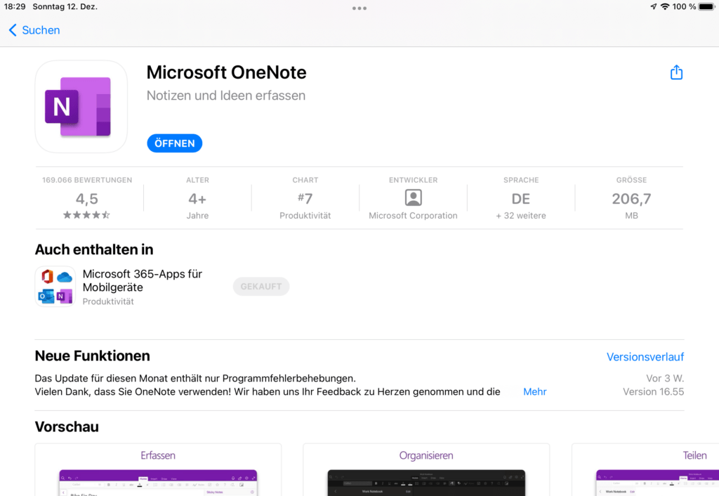 OneNote im App Store von Apple