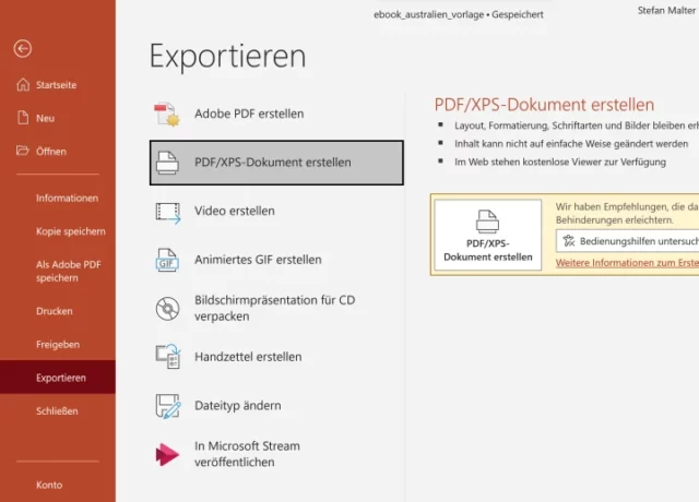 Präsentation als PDF-Datei exportieren