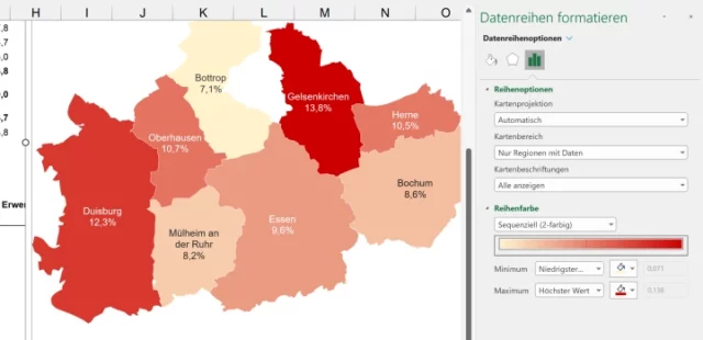 Datenreihen formatieren zum Anpassen der Karte