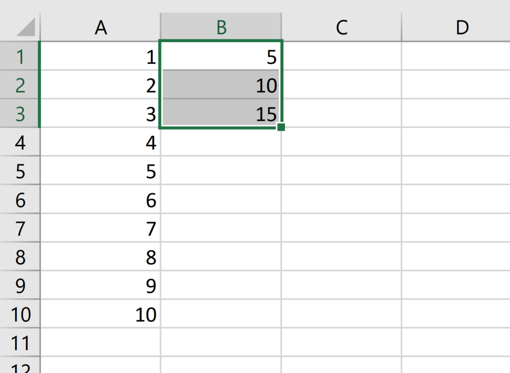 markierte Zellen in Excel