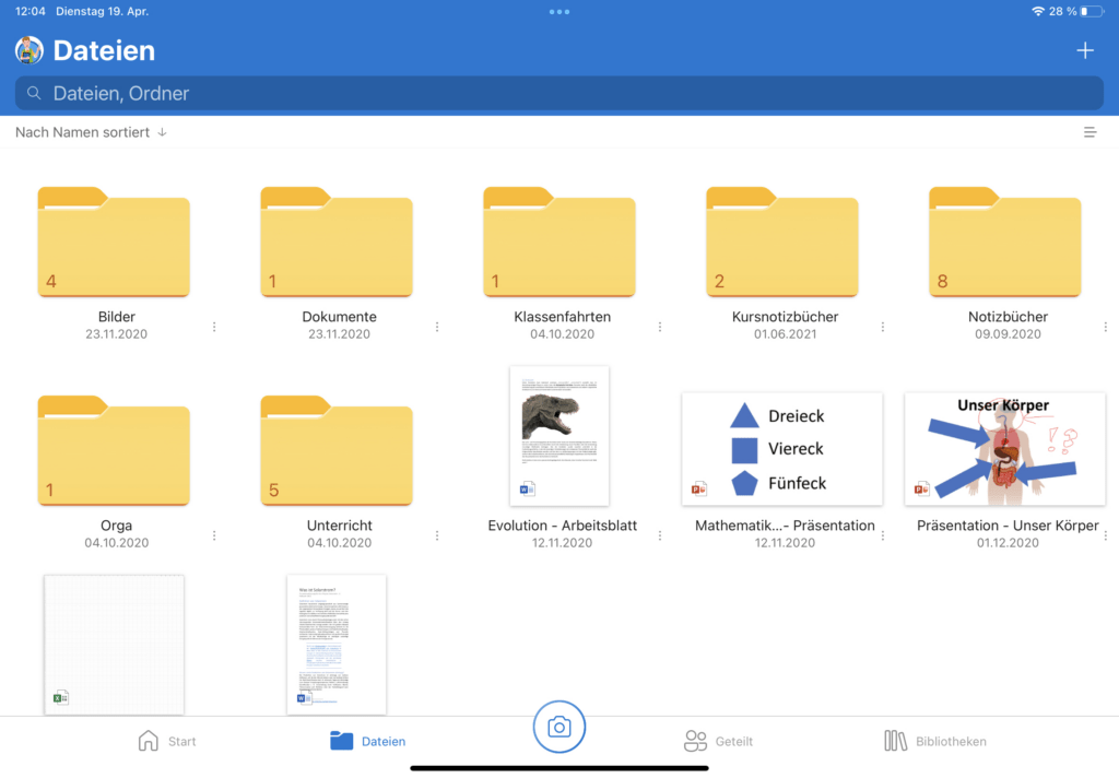 Dateien in der OneDrive-App fürs iPad