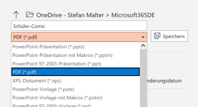 PowerPoint-Präsentation im PDF-Format speichern