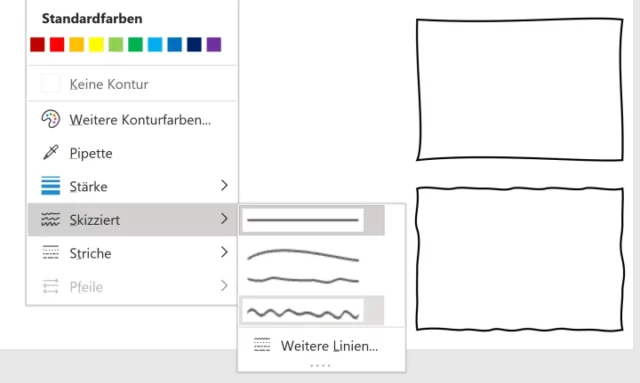 skizzierte Formkonturen in PowerPoint
